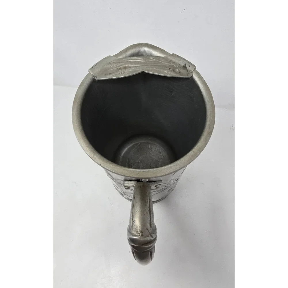 Vtg Everlast MCM aluminum hammered pitcher Bamboo design ice guard tiki barware